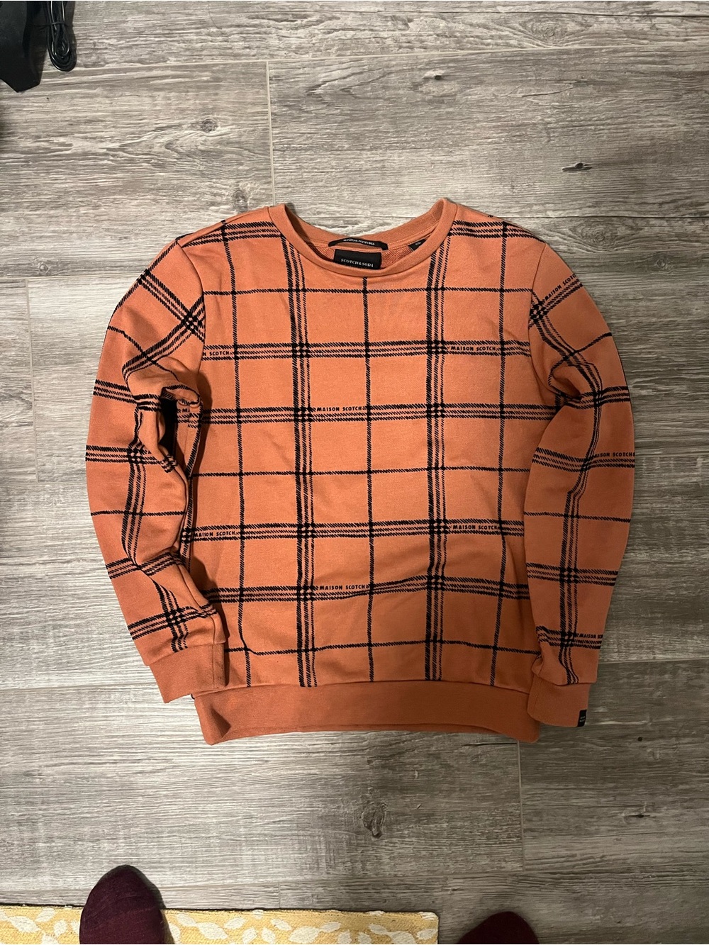 Salmon Plaid Crewneck Sweater